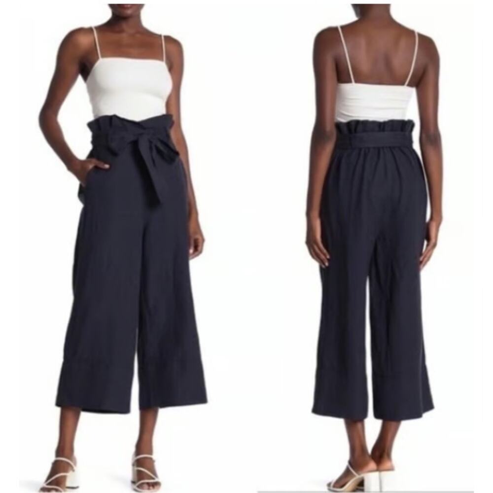 Blank NYC Linen Blend Paperbag Wide leg pants cropped Size Medium